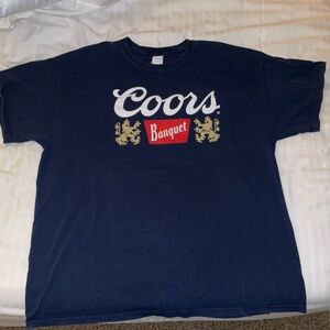 Coors Banquet T Shirt Short Sleeve Size XL Navy Blue Graphic Tee Beer Brewery